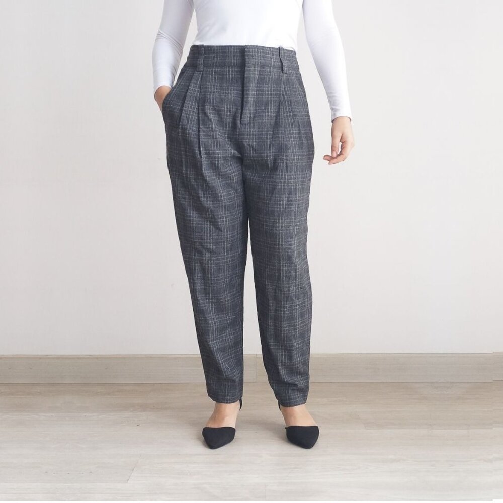 2/$30 ZARA High Rise Plaid Trouser Black White Mediium #A1174